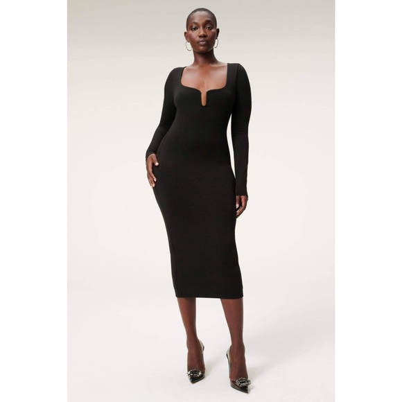 Good American Dresses & Skirts - NWT Good American U Ring Compression Square Neck Long Sleeve Midi Dress Size 1